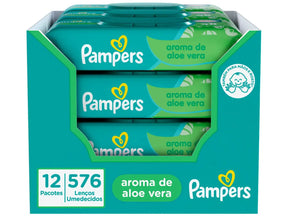 Kit com 12 Pacotes de Lenços Umedecidos Aroma de Aloe Vera de 48 Unidades