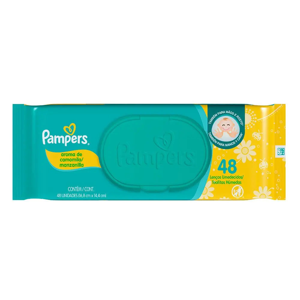 Kit com 12 Pacotes de  Lenços Umedecidos Aroma de Camomila de 48 Unidades