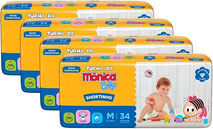 Kit Com 4 Fralda Baby Shortinho
